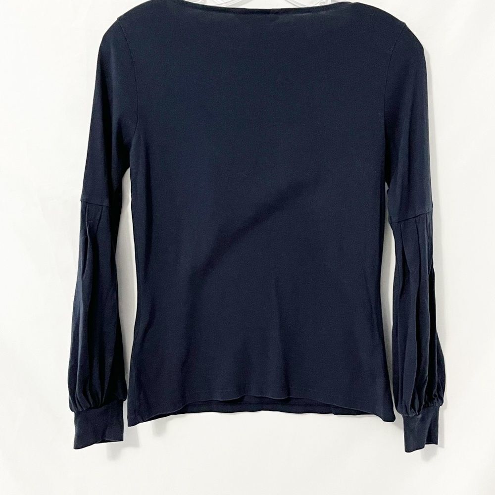 🟢Brooks Brothers Women’s Navy Blue Balloon Sleeve Long Sleeve Top Size XS - Picture 5 of 6